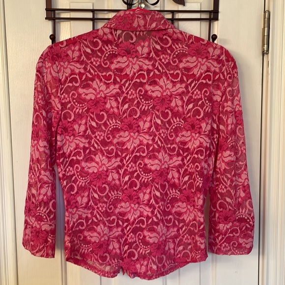 Caché Vintage Pink Lace Shirt - Picture 6 of 7